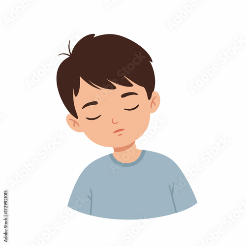 Cartoon Style Cute Little Boy Sleeping Emotion Expression Character