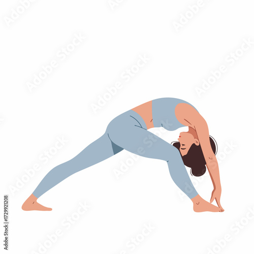 Flat Illustration Yoga Wheel Pose Exercise for Physical and Mental Health