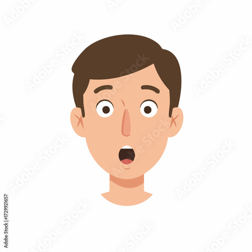 Flat Style Surprised Young Man Showing Shock Emotion Illustration