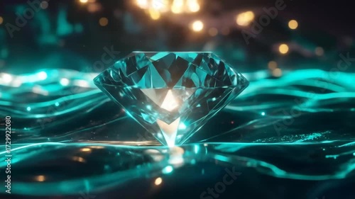 Sparkling Diamond on Liquid Surface with Bokeh Lights
