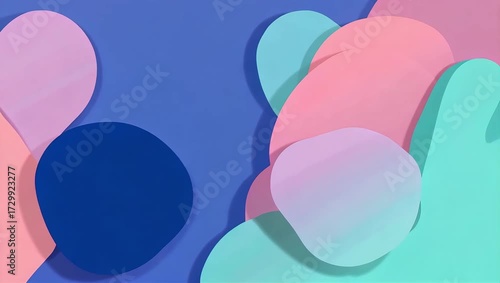Vibrant abstract animated background with soft, layered pastel shapes creating a dynamic and modern visual design for various digital projects