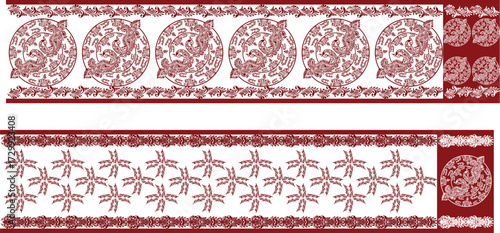 white saree with red border, puja saree illustration,,, peacock saree illustration, mandala