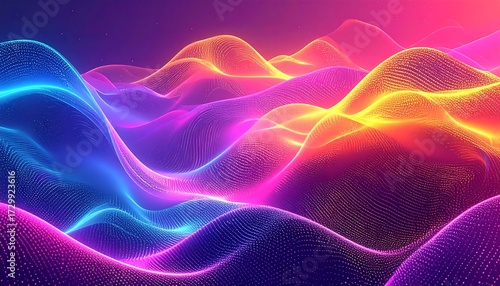 Abstract digital landscape of swirling, vibrant colors