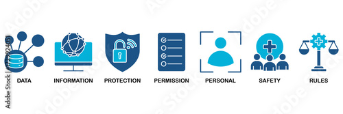 Data protection icon set vector illustration concept for data, information, protection, permission, personal, safety and rules