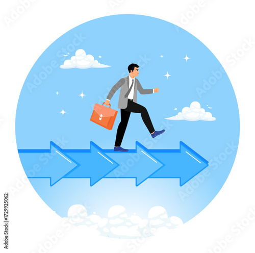 Business people maintain balance in career development.