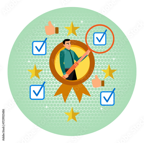 Feedback concept. Entrepreneurs analyze customer satisfaction.