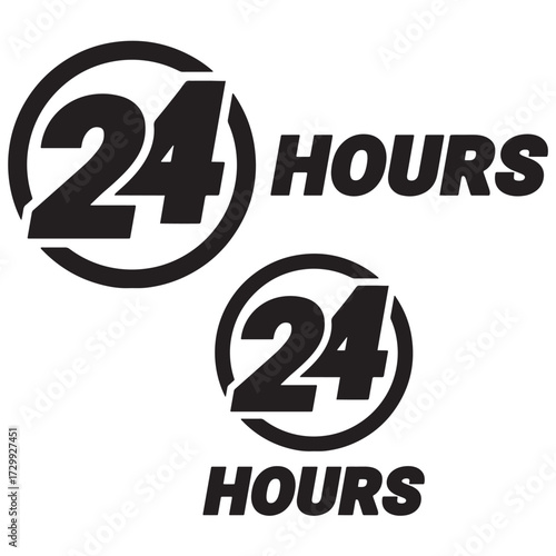 vector illustration of 24 hours order execution or delivery or service icon