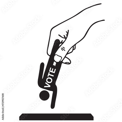 vector illustration of hand placing ballot on vote box
