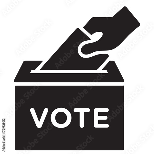 vector illustration of hand placing ballot on vote box