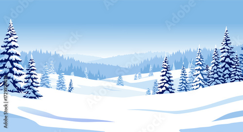 Snowy winter landscape background with abundant copy space for text and design elements