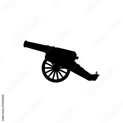 Old vintage cannon silhouette vector flat illustration design.