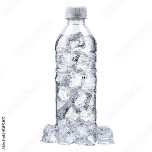 plastic water bottle png ice cubes png cold water png bottled water png transparent background image