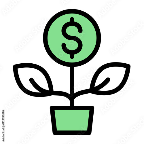 Growth plant icon in Outline Color Lineal style, representing investment, finance, and profit