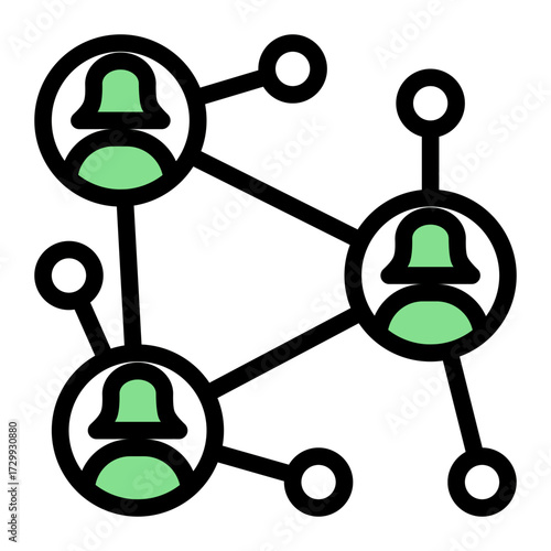 Social media network icon in Outline Color Lineal style, representing user connections and community.