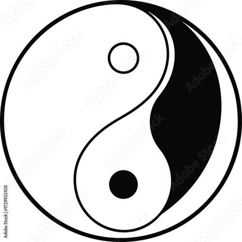 yin yang symbol minimal style line art on transparent background