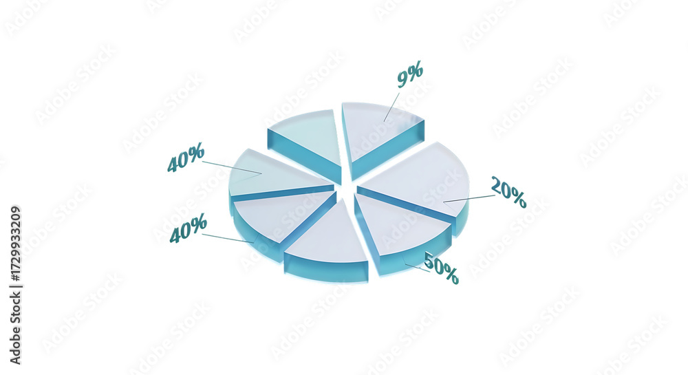 Obraz premium Illustrative Pie Chart Graph Showing Market Share Analysis, Business Projections and Financial Data, Perfect for Corporate Presentations and Marketing Visuals
