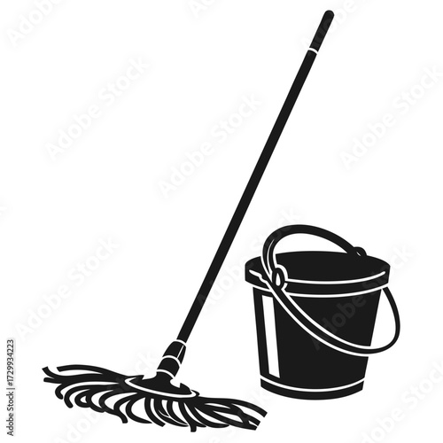 bucket with mop and bucket
