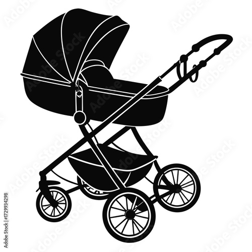baby carriage on a white background