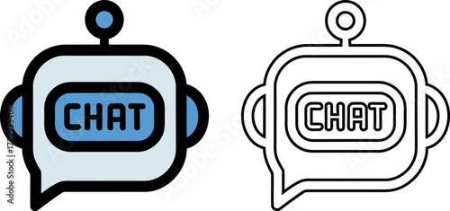 Modern chatbot icon set representing AI technology and digital communication in vector illustration format