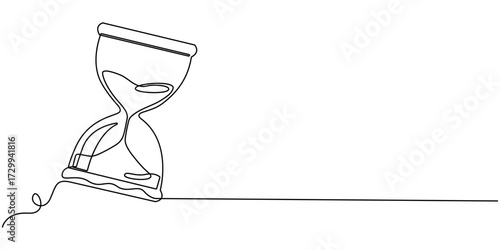 Abstract antique hourglass, Self drawing animation one continuous line draw, logo, Video. One continuous editable line of hourglass illustration, Line time hourglass one hour glass sand continuous.