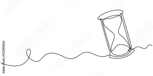 Abstract antique hourglass, Self drawing animation one continuous line draw, logo, Video. One continuous editable line of hourglass illustration, Line time hourglass one hour glass sand continuous.