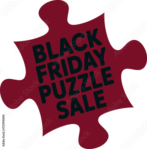 A maroon puzzle piece with black friday puzzle sale written on it flat