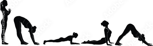 Yoga Silhouette set Pose Vector Illustration