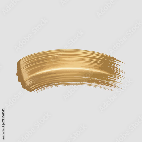 Gold Brushstroke Illustration | Metallic Paint Stroke Graphic | Shiny Gold Vector Element