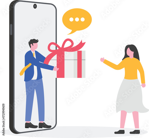 Online marketing, campaign planning, interactive advertising concept with tiny people
