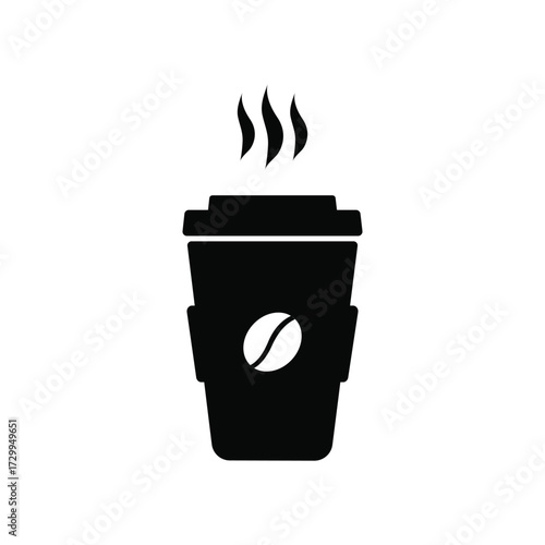 Grab Your Morning Brew with this Stylish Steaming Coffee Cup Graphic for Cafe Menus and Branding Projects