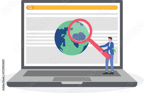 Sitemap creation, copy optimization, click tracking concept with tiny people.
