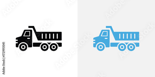 Isolated Truck Icon. Heavy Industrial Transport Vehicle Minimalist Flat Design Style