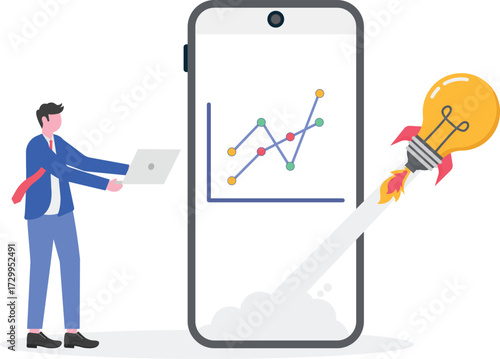 Venture capital funding, startup growth, innovation investment concept with character.

