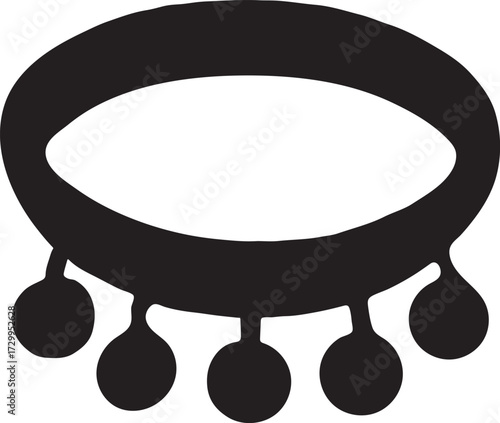 Silhouette of a clay anklet, perfect for jewelry, fashion, and traditional accessory designs.