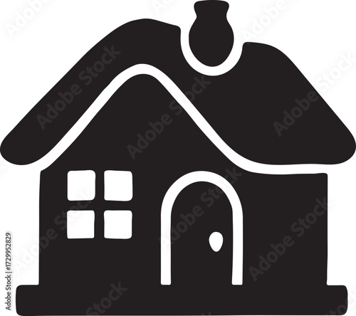 Silhouette of a clay cottage, perfect for architecture, village, and traditional design projects.