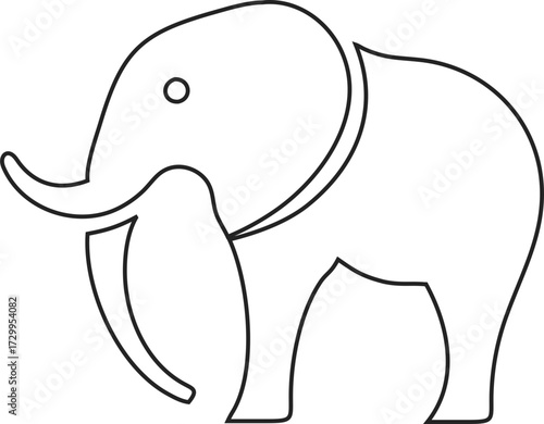 Minimalist elephant outline vector icon for modern branding and visuals.