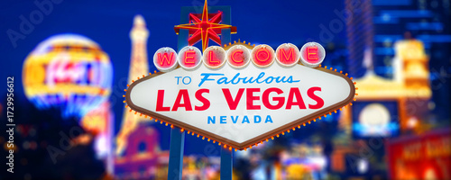 Welcome To Fabulous Las Vegas Sign With City Skyline Background