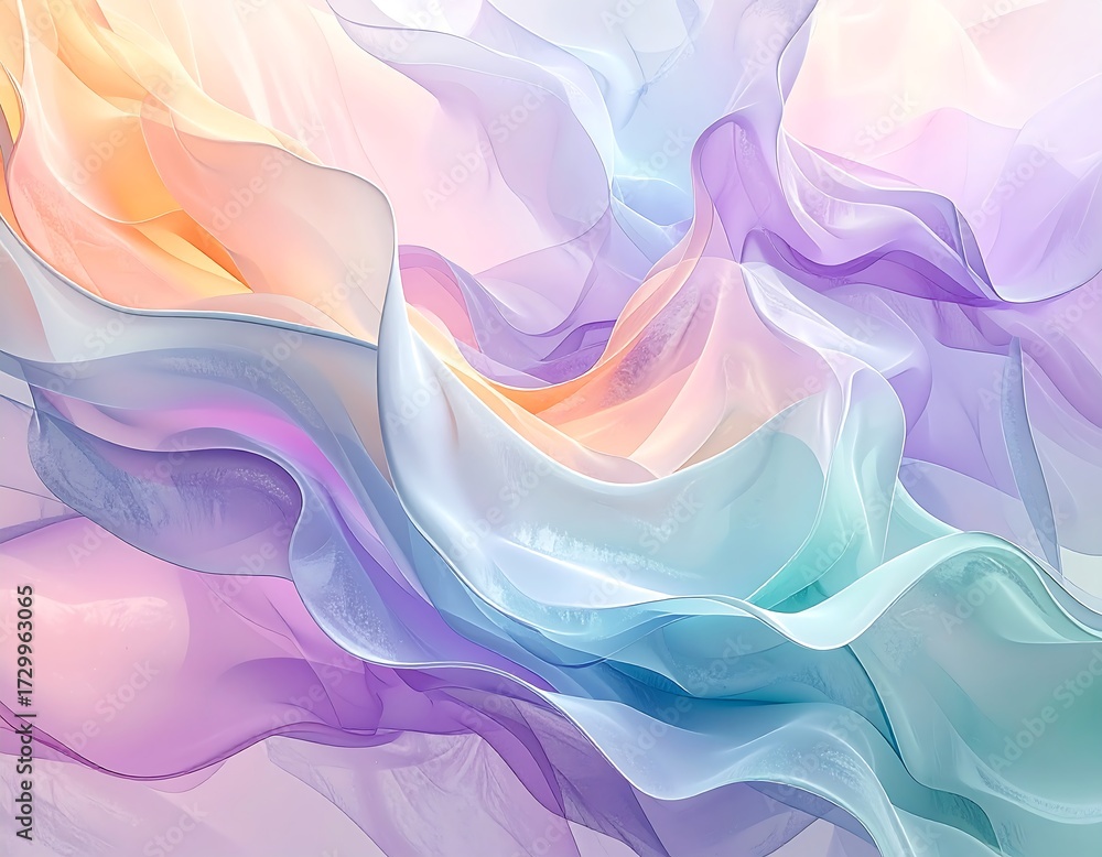 Fototapeta premium Abstract flowing fabrics in pastel colors