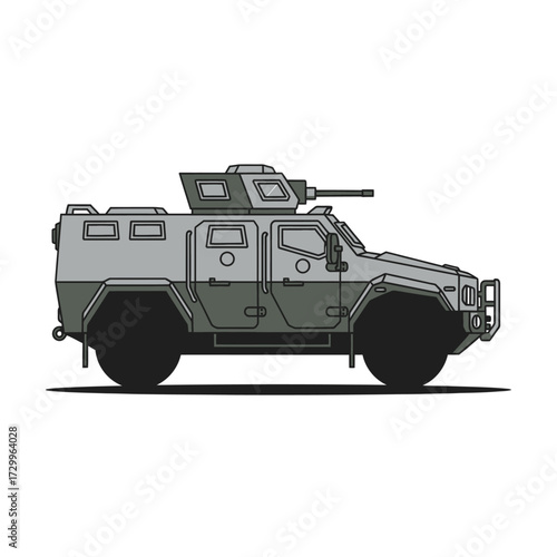 Armored vehicle isolated on white background, a formidable asset for security and defense purposes