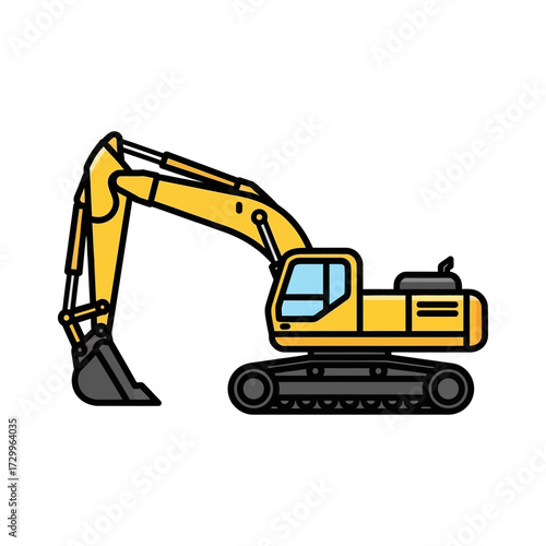 Excavator isolated on white background heavy equipment and construction machinery in color