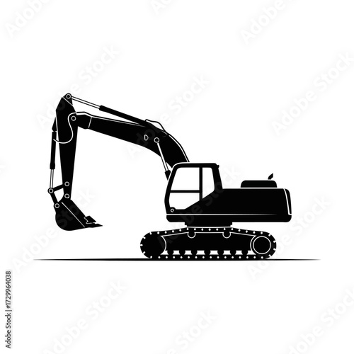 Excavator silhouette isolated on white background heavy equipment and construction machinery