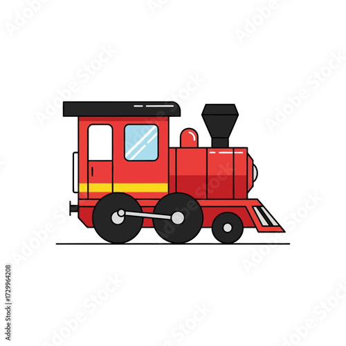 Red steam train isolated on white background, a classic mode of rail transport