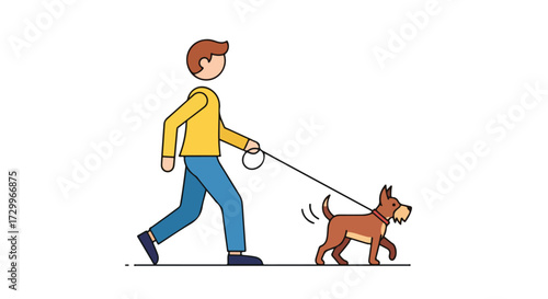 Stylized Person Walking a Dog Illustration Depicting Companionship and Casual Exercise Outdoors