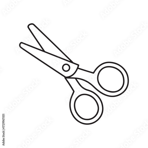 Simple Pair of Open Scissors Outline Vector Line Art Icon for Hairdressing and Office Crafting