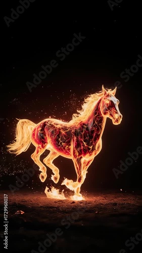 Seamless Chinese New Year Horse Pattern Loopable Background. Ideal for presentations, text overlays, and festive video projects requiring a loop.