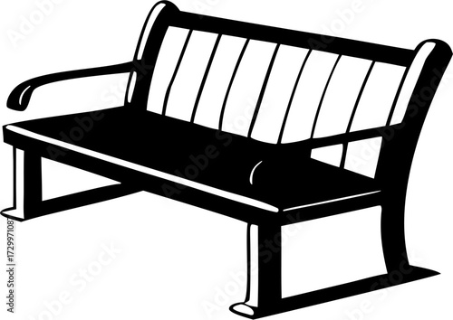 Bench Silhouette Vector | Park Seat, Garden Furniture, Outdoor Chair, Black Shape Design