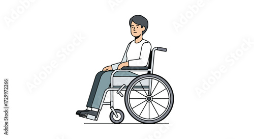 Illustration depicting a person with reduced mobility using a wheelchair for support and independence in daily activities