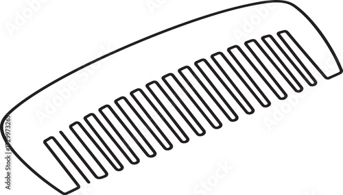 Hair Comb Illustration – Black and White Line Drawing for Grooming, Beauty, and Salon Design