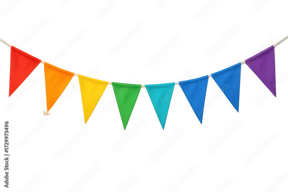 Obraz premium Rainbow bunting flags decorating celebration events, adding festive vibrant colors, transparent background