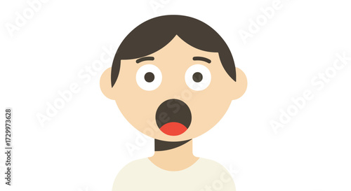 Cartoon rendering of a man with an open mouth, exhibiting a visible expression of surprise or shock reaction from an unexpected event